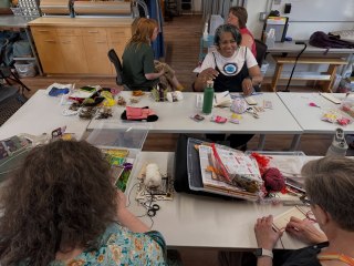 repost from @jesreyesart
Two months in, and Diary Weaving is already becoming what I had hoped it would be—a community of makers learning from one another.

At today’s gathering, we explored twining as another way of thinking about structure, line, and connection. Some participants immediately incorporated it into their diary weavings, while others experimented with how it might become part of their own visual language.

 
One of my favorite parts of facilitating this cohort is seeing everyone’s practice unfold differently. There isn’t one right way to approach diary weaving. Each artist is finding their own rhythm, responding to their own life, and building a body of work one small weaving at a time.